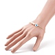 Perla naturale e braccialetto a maglie con cuore di conchiglia e malocchio con catene in ottone da donna BJEW-JB08329-02-3