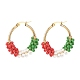 Christmas Theme Glass Seed Braided Hoop Earrings EJEW-TA00106-1