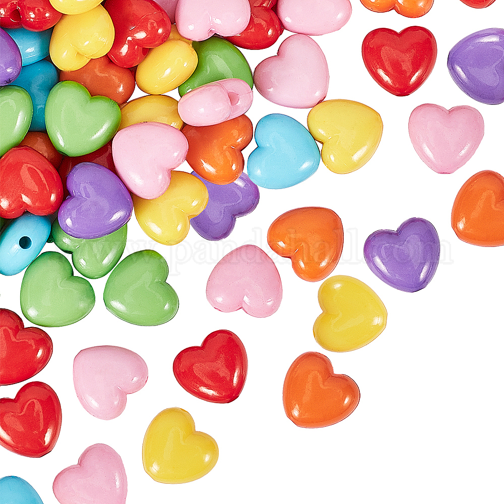 Shop CHGCRAFT 700Pcs Acrylic Heart Beads Color Heart Pony Beads for
