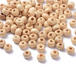 Des perles en bois naturel, teinte, sans plomb, ronde, blanc crème, environ 5.5 mm de large, hauteur de 4 mm , Trou: 1.5mm