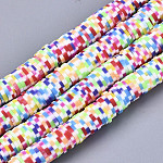 Rainbow Color Handmade Polymer Clay Beads Strands, for DIY Jewelry Crafts Supplies, Heishi Beads, Disc/Flat Round, Colorful, 6x0.5~1mm, Hole: 2mm, about 320~447pcs/Strand, 15.75 inch~16.14 inch(40~41cm)
