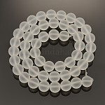 Chapelets de perles rondes en verre transparent mat, clair, 8mm, Trou: 1mm, Environ 50 pcs/chapelet, 15.3 pouce