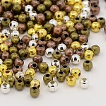 Fer mixte écartement perles rondes, 4mm, Trou: 1.5mm, environ 2000 pcs/200 g