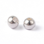 Perles en 202 acier inoxydable, ronde, couleur argentée, 6x5mm, Trou: 2mm