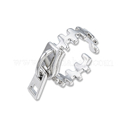 Zipper Shape Brass Cuff Ring for Women RJEW-N039-07P