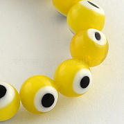 Круглый ручной сглаза Lampwork бисер пряди LAMP-R114-8mm-01