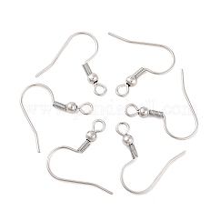 Ganchos para pendientes de acero inoxidable 304 resistentes al deslustre, cable de oreja, con lazo horizontal, color acero inoxidable, 20x19x3mm, agujero: 2 mm, 21 diámetro, pin: 0.7 mm
