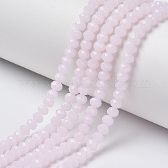 Filo di perline in vetro, giada imitato, sfaccettato, rondelle, roso, 4x3mm, Foro: 0.8~1 mm, circa 105~110pcs/filo, 38~39cm