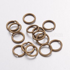 Latón anillos del salto abierto, redondo, sin plomo y cadmio, Bronce antiguo, 8x1mm, 18 diámetro, diámetro interior: 6 mm, aproximamente 4300 unidades / 500 g