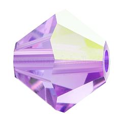 Preciosa® Kristallperlen, tschechischer Kristall, Doppelkegel (451 69 302 Rondell), 20310 200 violett ab, 4 mm, Bohrung: 0.8 mm
