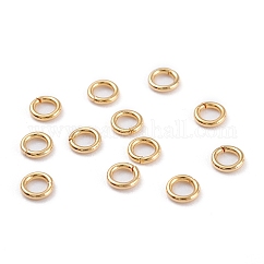 Anillos de salto abiertos de acero inoxidable 304, redondo, real 18k chapado en oro, 21 diámetro, 5x0.7mm, diámetro interior: 3.6 mm