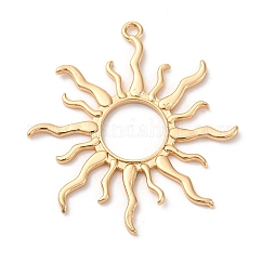 Messing große Anhänger, Cadmiumfrei und Nickel frei und Bleifrei, Sonnenstrahl, echtes 18k vergoldet, 51.5x47.5x2 mm, Bohrung: 2.5 mm