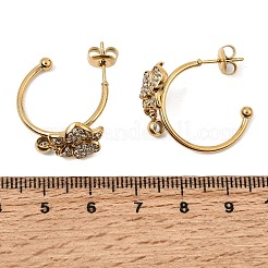 Boucles d'oreilles puces en acier inoxydable chirurgical 316L serties de micro-pavés de zirconiums cubiques transparents&nbsp;SA-CBA2989-01