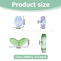 8 Beutel transparente Glasperlen in 8 Farben&nbsp;GLAA-HS0001-24