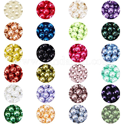 Круглые бусины из экологически чистого окрашенного стекла с жемчугом HY-PH0011-01-10mm