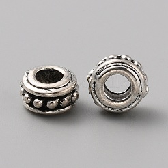 チベット風合金ヨーロピアンビーズ  大穴ビーズ  アンティークシルバー  ロンデル  10~10.5x6mm  穴：4.4mm&nbsp;FIND-CJC0017-48C