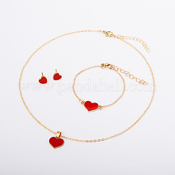 Gliederarmbänder & Ohrstecker & Halsketten mit Herz-Emaille-Anhänger für Damen&nbsp;FS-WG7E308-03