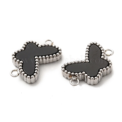 304ステンレススチールコネクタチャーム  バタフライリンク  アクリル&シェル&合成マラカイト付き  ステンレス鋼色  10x16x3mm  穴：1.5mm&nbsp;STAS-A079-08P