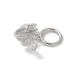 Латунные микро-паве прозрачные кубические цирконии дракон европейские подвески-шармы&nbsp;KK-U052-38P