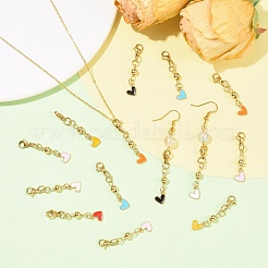 24 pendentif en forme de cœur en alliage émaillé bicolore avec perle en acier inoxydable 304&nbsp;HJEW-YW00337