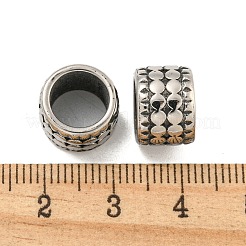 316サージカルステンレススチール製大穴ビーズ  テクスチャードカラム  アンティークシルバー  9x12.5x9mm  穴：8mm&nbsp;STAS-Q326-09AS-10