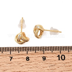 Серьги-гвоздики с латунным узлом и микропаве из прозрачных кубических цирконий&nbsp;EJEW-P331-04G