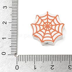 ハロウィーンの木製ビーズ  クモの巣  オレンジ  19.5x19.5x6mm  穴：1.8mm&nbsp;WD-CBA29C7-01E