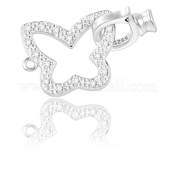 2 шт. 925 застежки-пряжки из стерлингового серебра с микропаве из прозрачных кубических цирконий STER-BBC0008-47