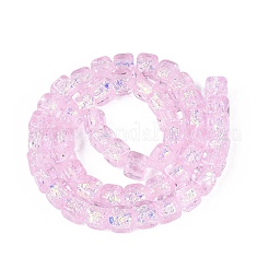 手作りの箔ガラスビーズ連売り  キューブ  パールピンク  6~7x6~7x6~7mm  穴：0.9~1.4mm  約50個/連  12.80~13.19インチ（32.5~33.5cm）&nbsp;FOIL-Q002-04K