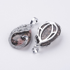 Природные подвески родонит&nbsp;G-E442-04G