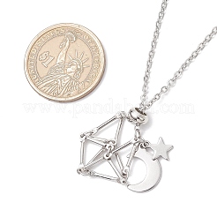 304 Edelstahl leere Makramee Tasche Stern Mond Anhänger Kabel Kette Halskette machen&nbsp;NJEW-JN05281-01