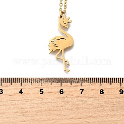 304 нержавеющая сталь кулон в форме фламинго ожерелья с цепочкой для женщин и мужчин&nbsp;NJEW-Q032-02B-G