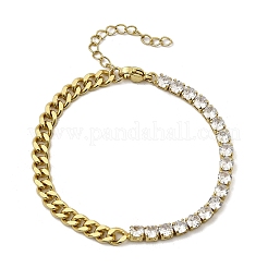 Латунные браслеты с квадратными звеньями из микрофибры с кубическим цирконием BJEW-L460-005G-02