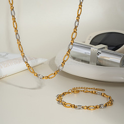 Браслеты и ожерелья из овальной цепи из нержавеющей стали для женщин QE8040-1