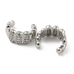 Овальные серьги-каффы из латуни с микропаве и цирконием EJEW-E299-02P