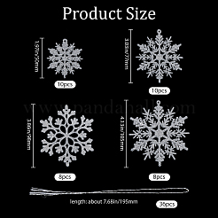 36 шт. блестящие рождественские снежинки пластиковые подвесные украшения&nbsp;HJEW-GF0001-64A