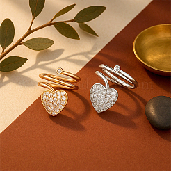 4 шт. 2-х цветные латунные кольца с микропаве из кубического циркония для женщин RJEW-HY0001-27