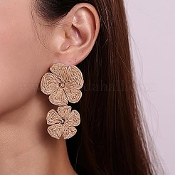 Pendientes colgantes de rafia con fornituras de latón y flores&nbsp;FS-WG044A9-07