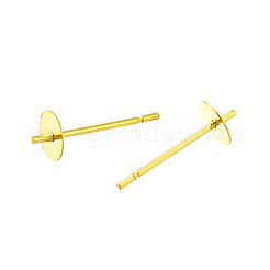 304ステンレススチールスタッドピアス金具  片穴パーツ用  18KGP本金メッキ  14x5mm  ピン：12x0.8mm&nbsp;STAS-P370-01C-G