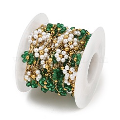 Chaînes de perles imitation perles en verre et plastique ABS&nbsp;SA-CBAD321-02B