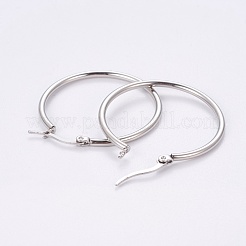 304ステンレススチールフープピアス  リング  ステンレス鋼色  30x2mm  ピン：1x0.6mm  内径：26mm&nbsp;EJEW-WH0002-03A-P