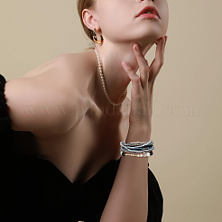 5 набор из двухцветных браслетов из стекла и бисера BJEW-FI0001-28