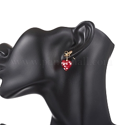 Серьги-гвоздики в форме сердца с бантом из сплава лэмпворк&nbsp;EJEW-JE06793