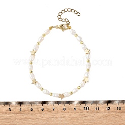 Armbänder aus natürlichen Süßwasserzuchtperlen und Messingperlen für Damen&nbsp;BJEW-JB14155