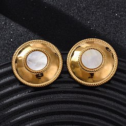 Серьги-гвоздики из натуральной белой ракушки из нержавеющей стали 304 EJEW-Z103-08G