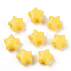 不透明なアクリルビーズ  スター  きいろ  9x9.5x5.5mm  穴：2.5mm  約2050個/500g&nbsp;MACR-T047-01-22