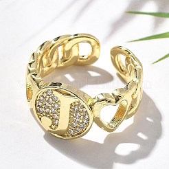 Anelli da donna aperti con micro pavé di zirconi cubici trasparenti in ottone&nbsp;RJEW-K289-02G-J