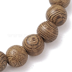 Bracelets extensibles en perles de bois de wengé naturel rond de 6.5 mm pour femmes&nbsp;BJEW-JB10426