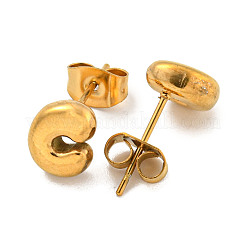 Pendientes de botón de acero inoxidable 304 con letras grandes para mujer&nbsp;EJEW-G386-01C-G