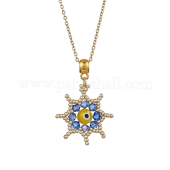 Стеклянные бусины и ожерелья ручной работы с подвесками в виде звездочек от сглаза&nbsp;NJEW-MZ00098-01